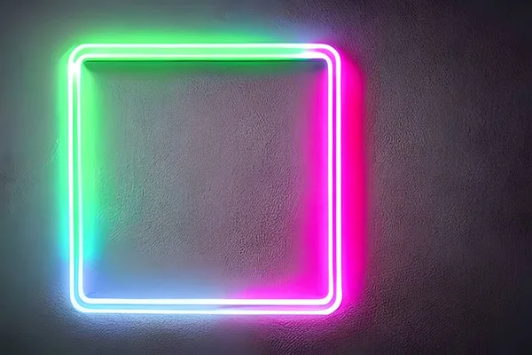 Bright colorful rectangle neon at the wall backdrop and background.