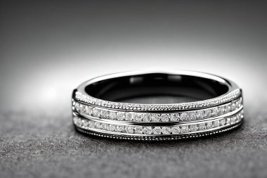 stunning close up shot of a single wedding rings, delicately intertwined to symbolize the everlasting bond of love and commitment. Jewelry gold diamond ring for anniversary, valentine, or engagement