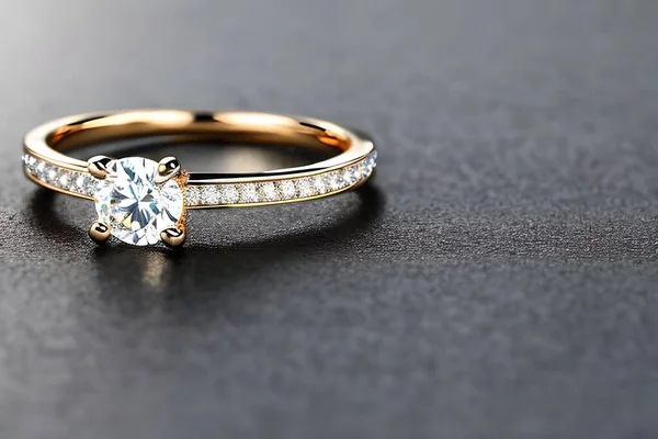 stunning close up shot of a single wedding rings, delicately intertwined to symbolize the everlasting bond of love and commitment. Jewelry gold diamond ring for anniversary, valentine, or engagement