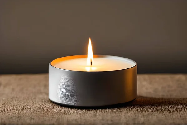 A captivating close up of a silver candle capture the essence of relaxation, peace, elegance and grace for wedding, invitations, spiritual or religious project, including home decor, or any occasion