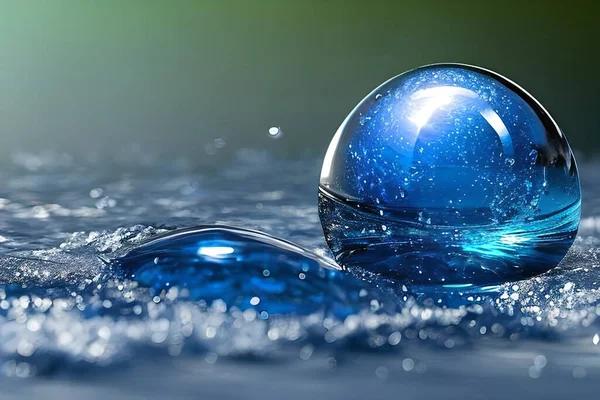 Water droplet or water drop at the surface of the water. Water splash to the surface