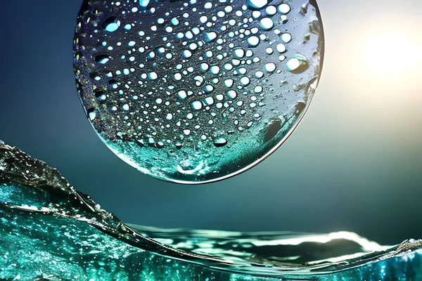 Water droplet or water drop at the surface of the water. Water splash to the surface