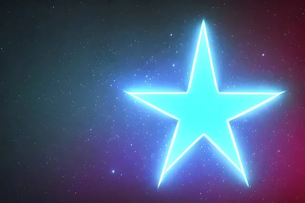 Blue star shape neon line space background with some empty space.