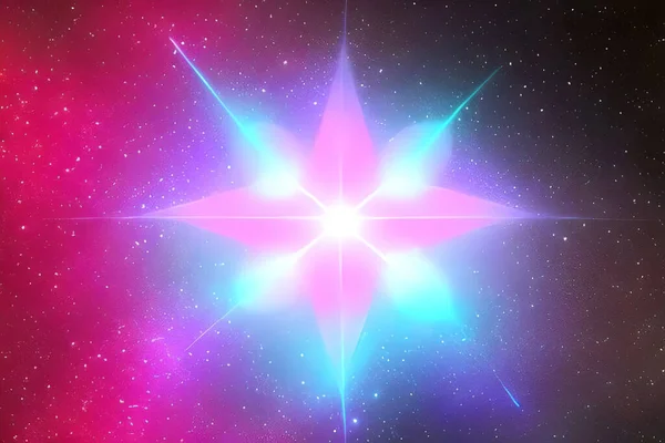 Bright blue and purple star shape bright space background.