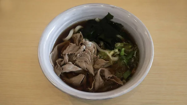 Bowl Niku Udon Soup Noodles Sliced Beef — Φωτογραφία Αρχείου