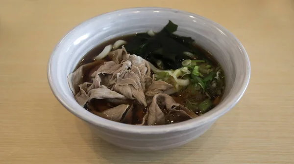 Bowl Niku Udon Soup Noodles Sliced Beef — Stock fotografie