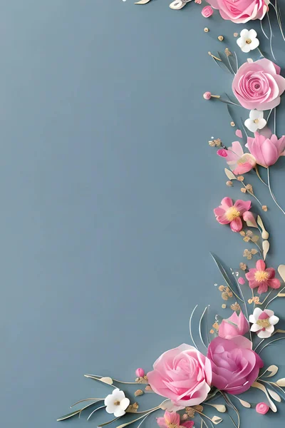 Colorida Decoración Floral Simple Pequeña Ilustración Flores Plantilla Fondo Disposición —  Fotos de Stock