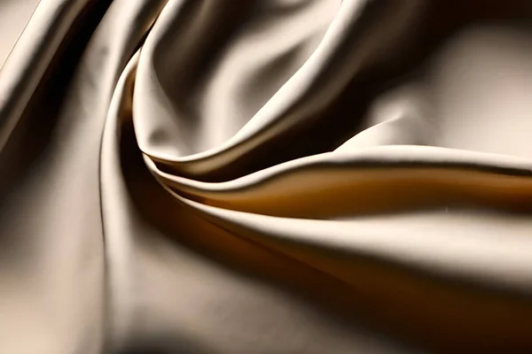 クリーム色のサテンまたはシルク生地波状のテクスチャとパターンの背景 — ストック写真