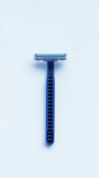 Disposable Blue Plastic Shaver Isolated White — Stock Photo, Image