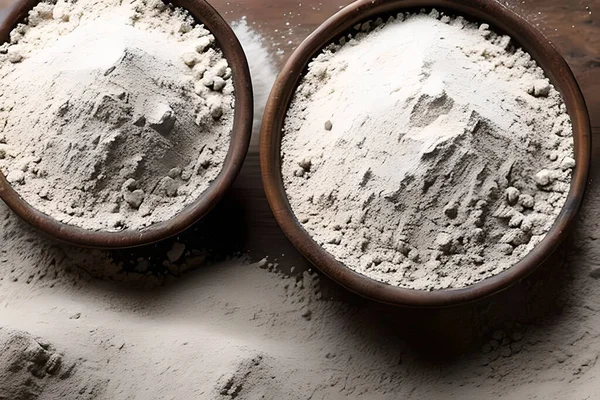 Two Bowl Flour Table Studio Shot Marketing Presentation — Stock Photo, Image