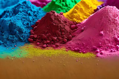 Renkli toz. Mutlu Holi dekorasyonu, Hint festivali.