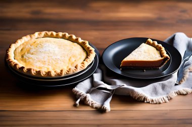 Elmalı turta ve bir dilim turta. Ticari pazarlama ve tanıtım için negatif uzay stüdyosu çekimleri..