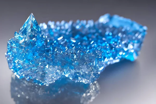 Blue crystal mineral stone. Gems. Mineral crystals in the natural environment. Texture of precious natural stones.