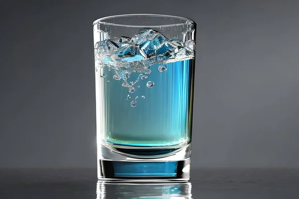 Coquetel Azul Bebida Alcoólica Com Estúdio Gelo Promoção Comercial Marketing — Fotografia de Stock