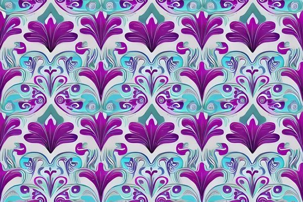 Flor Púrpura Abstracta Hojas Fondo Patrón Sin Costuras Flor Hoja — Archivo Imágenes Vectoriales
