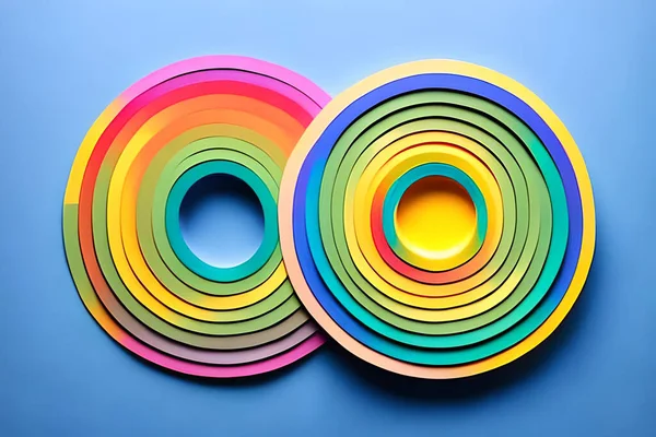 Rainbow Цветной Бумажный Фон Круга Шаблон Иллюстрации Дизайна Материала Элемента — стоковый вектор