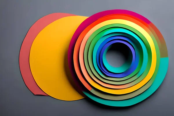 Rainbow Цветной Бумажный Фон Круга Шаблон Иллюстрации Дизайна Материала Элемента — стоковый вектор