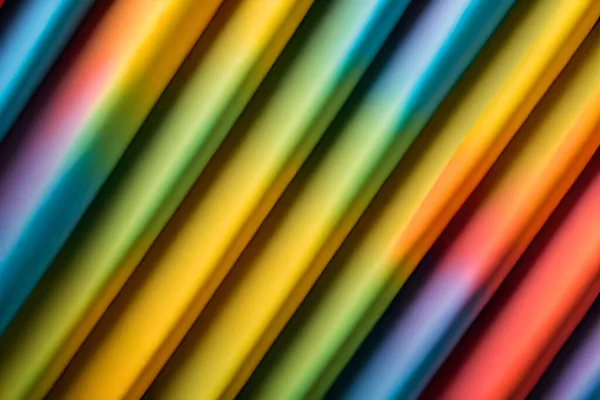 Vibrant Rainbow Colored Coloring Pencils Or Crayons In A Row