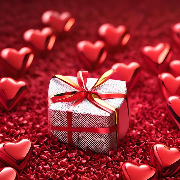 Kırmızı Aşk Sevgililer Günü Şeklindedir Sevgililer Günün Kutlu Olsun Tasarım — Stok Vektör
