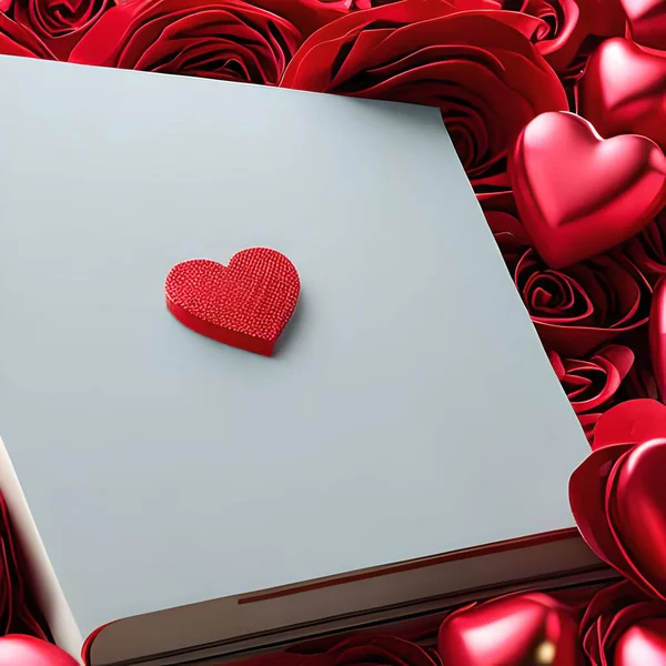 Rote Liebe Prägt Die Valentinstage Glückliche Valentinstage Design Material Attrappe — Stockvektor