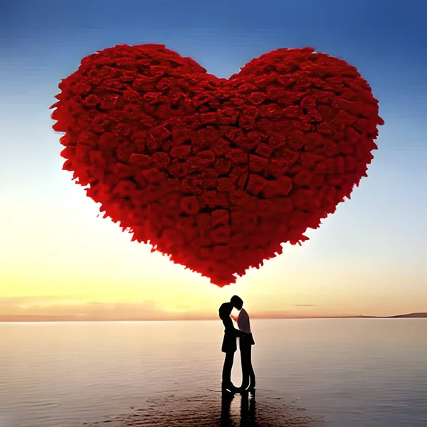 Red Love Shape Valentine Days Happy Valentine Days Design Material — Vettoriale Stock