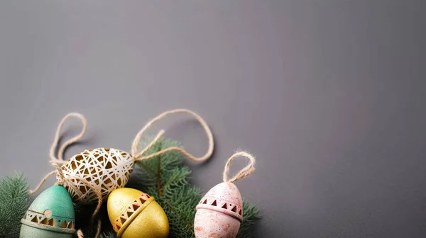 Boldog Húsvét Napot Háttér Háttér Aranyos Nyuszi Nyúl Dísz Színes — Stock Fotó