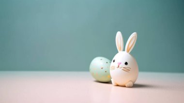 Mutlu Paskalya Günü arkaplanı ve arka planı, sevimli tavşan, süs ve renkli yumurta, kopya uzay selamlaması ve arkaplan, pankart, kırsal klasik tasarım materyali. Paskalyayı kutla.