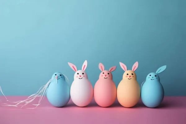Buon Giorno Pasqua Sfondo Sfondo Coniglietto Carino Ornamento Uovo Colorato — Foto Stock