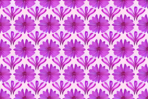 Abstraktes Magenta Oder Lila Natürliches Blüten Blüten Und Blättermuster Hintergrund — Stockvektor
