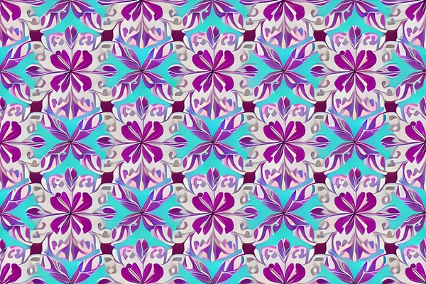 Abstract Magenta Purple Natural Flower Floral Leaves Seamless Pattern Background — Stock Vector