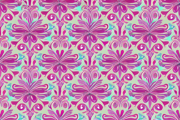 Flor Natural Abstracta Magenta Púrpura Floral Hojas Fondo Patrón Sin — Vector de stock