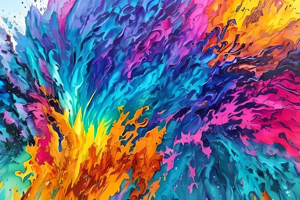 Water Color Oil Painting Fine Art Illustration Abstract Splash Flame — 스톡 사진