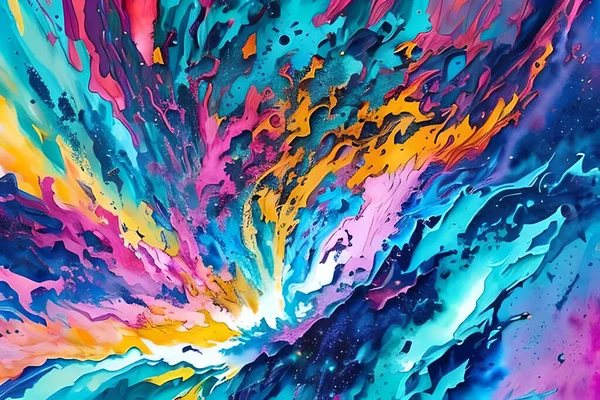 Water Color Oil Painting Fine Art Illustration Abstract Splash Flame — Stock Photo, Image