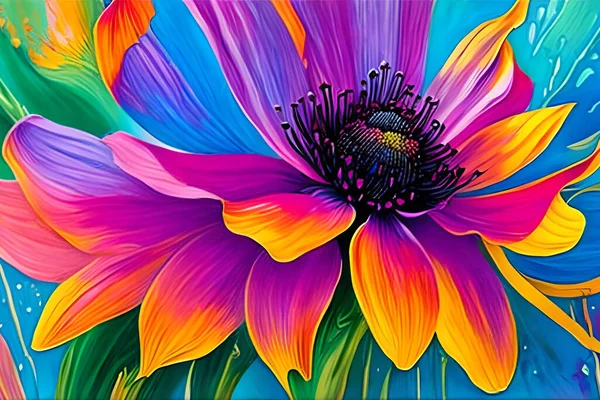 Vannfarge Eller Oljemaleri Kunstillustrasjon Abstrakt Nær Fargerik Natur Blomstrende Blomsterblomster – stockfoto