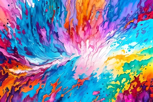 Water Color Oil Painting Fine Art Illustration Abstract Splash Flame — 스톡 사진