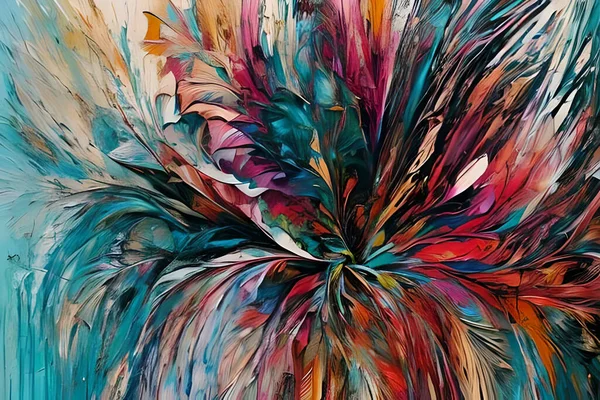 Contemporary acrylic painting fine art illustration of abstract natural close up flowers artistic print digital art. Oil painting.