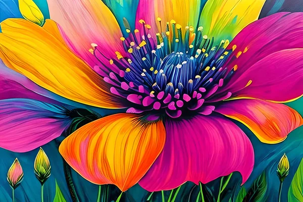 Aquarelle Peinture Huile Illustration Art Abstrait Près Nature Colorée Fleurissant — Photo
