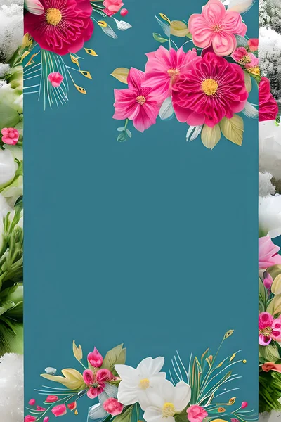 Kolorowe Proste Dekoracje Kwiatowe Malutkie Ilustracje Kwiatowe Szablon Tła Twórczy — Zdjęcie stockowe
