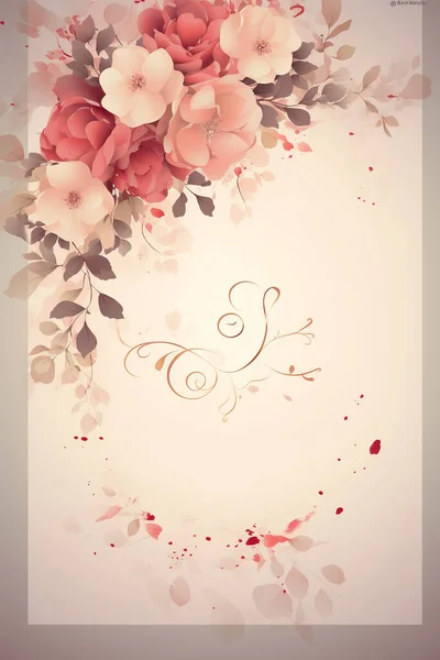 五彩缤纷的简单花卉装饰图解了背景模板 自然与花卉的创造性排列 良好的横幅 婚卡邀请函 问候和设计元素 — 图库照片