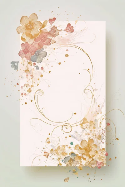 五彩缤纷的简单花卉装饰图解了背景模板 自然与花卉的创造性排列 良好的横幅 婚卡邀请函 问候和设计元素 — 图库照片