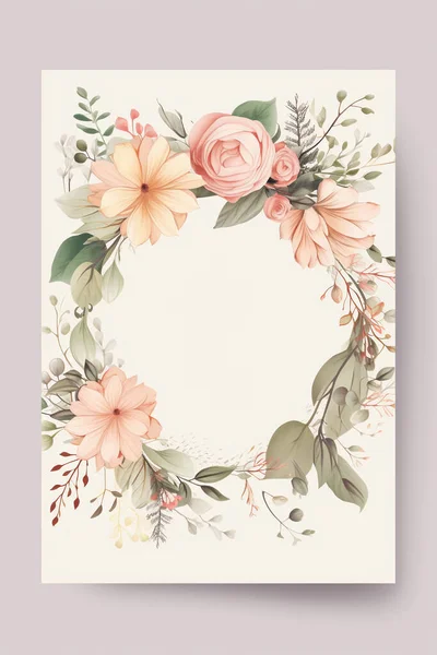 다채롭고 단순한 꽃장식 배경의 템플릿 창조적 현수막 결혼식 초대장 디자인 — 스톡 사진