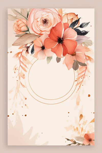 Colorful simple floral decoration illustration background template, creative arrangement of nature and flowers. Good for banner, wedding card invitation draft, birthday, greetings, and design element.