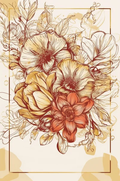 Plantilla Fondo Ilustración Decoración Floral Simple Colorida Arreglo Creativo Naturaleza — Foto de Stock