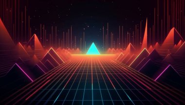 Basit minimalist retro renk modası arka plan soyut renkli duvar kağıdı & arkaplanı. Sanatsal dijital sanat 3d geometrik çizgili çizgili çubuk tasarım materyali. Panoramik dağ gezegeni.