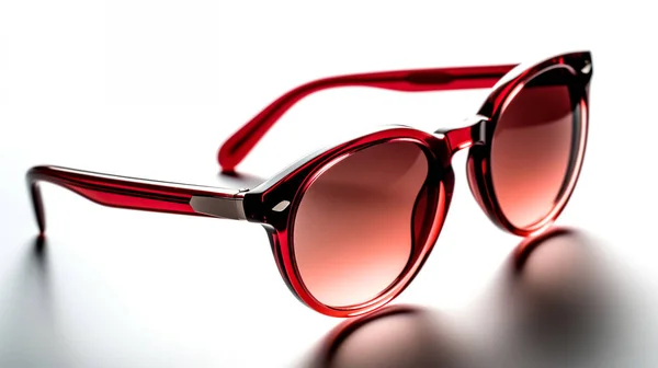 Güzel Stil Şık Çekici Kırmızı Güneş Gözlükleri — Stok fotoğraf