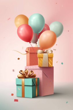 Parti, doğum günü, bebek partisi, gelin partisi, mezuniyet, iş etkinliği, büyük açılış, yıldönümü, tatil davetiyesi taslağı ve tebrik kartı şablonu için renkli basit bir illüstrasyon..