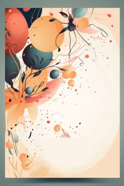 Parti, doğum günü, bebek partisi, gelin partisi, mezuniyet, iş etkinliği, büyük açılış, yıldönümü, tatil davetiyesi taslağı ve tebrik kartı şablonu için renkli basit bir illüstrasyon..