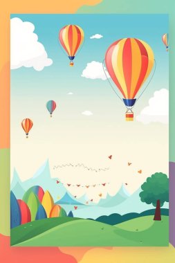 Parti, doğum günü, bebek partisi, gelin partisi, mezuniyet, iş etkinliği, büyük açılış, yıldönümü, tatil davetiyesi taslağı ve tebrik kartı şablonu için renkli basit bir illüstrasyon..