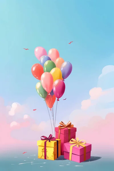 Colorida Ilustración Decoración Simple Para Fiesta Cumpleaños Ducha Bebé Ducha —  Fotos de Stock