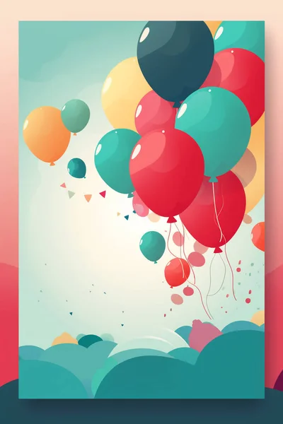 Colorida Ilustración Decoración Simple Para Fiesta Cumpleaños Ducha Bebé Ducha —  Fotos de Stock